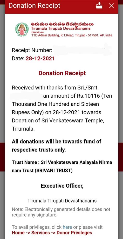 ttd online donations tax exemption|Srivani Trust Donation Tax Exemption TTD Tirumala Details.